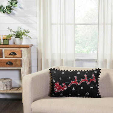Annie Black Check Santa Sleigh Pillow 14x22 - The Fox Decor
